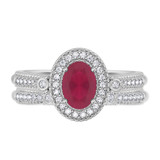 Photo of Magnol 1 CT. T.W. Ruby and Diamond Matching Bridal Ring Set 10K White Gold [BR2086W-C000]