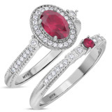 Photo of Magnol 1 CT. T.W. Ruby and Diamond Matching Bridal Ring Set 10K White Gold [BR2086W-C000]