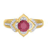 Photo of Clema 1 1/2 CT. T.W. Ruby and Diamond Trio Matching Wedding Ring Set 10K Yellow Gold [BT2081YE-C000]