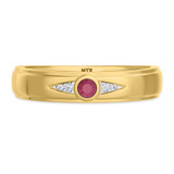 Photo of Clema 1 1/2 CT. T.W. Ruby and Diamond Trio Matching Wedding Ring Set 10K Yellow Gold [BT2081YM]
