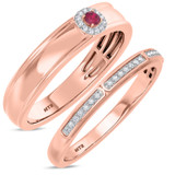 Photo of Delphine 1/3 CT. T.W. Ruby and Diamond Matching Wedding Band Set 10K Rose Gold [WB2080R]