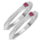 Photo of Magnol 1/3 CT. T.W. Ruby and Diamond Same Sex Ladies Band Set 10K White Gold [WL2086W]
