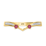 Photo of Clema 1/4 CT. T.W. Ruby and Diamond Matching Wedding Band Set 10K Yellow Gold [BT2081YL]