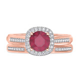 Photo of Delphine 1 3/8 Carat T.W. Ruby and Diamond Matching Bridal Ring Set 10K Rose Gold [BR2080R-C000]