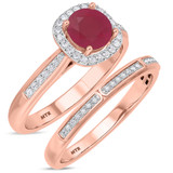 Photo of Delphine 1 3/8 Carat T.W. Ruby and Diamond Matching Bridal Ring Set 10K Rose Gold [BR2080R-C000]
