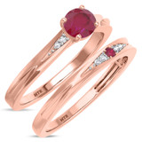 Photo of Irit 7/8 Carat T.W. Ruby and Diamond Matching Bridal Ring Set 14K Rose Gold [BR2078R-C000]