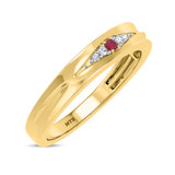 Photo of Irit 1/15 Carat T.W. Ruby and Diamond Mens Wedding Band 10K Yellow Gold [BT2078YM]