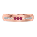Photo of Diantha 1/5 CT. T.W. Ruby and Diamond Mens Wedding Band 14K Rose Gold [BT2079RM]