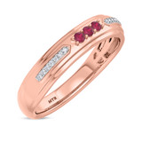 Photo of Diantha 1/3 Carat T.W. Ruby and Diamond Matching Wedding Band Set 14K Rose Gold [BT2079RM]