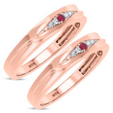 Photo of Irit 1/15 Carat T.W. Ruby and Diamond Matching Wedding Band Set 14K Rose Gold [WM2078R]