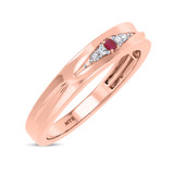 Photo of Irit 1/15 Carat T.W. Ruby and Diamond Matching Wedding Band Set 14K Rose Gold [BT2078RM]