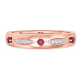 Photo of Mawar 1/5 CT. T.W. Ruby and Diamond Matching Wedding Band Set 14K Rose Gold [BT2075RM]