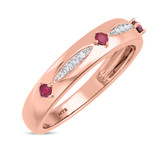 Photo of Mawar 1/5 CT. T.W. Ruby and Diamond Matching Wedding Band Set 14K Rose Gold [BT2075RM]