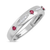 Photo of Mawar 1 1/7 CT. T.W. Ruby and Diamond Trio Matching Wedding Ring Set 10K White Gold [BT2075WM]