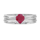 Photo of Irit 7/8 CT. T.W. Ruby and Diamond Matching Bridal Ring Set 10K White Gold [BR2078W-C000]