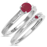 Photo of Irit 7/8 CT. T.W. Ruby and Diamond Matching Bridal Ring Set 10K White Gold [BR2078W-C000]