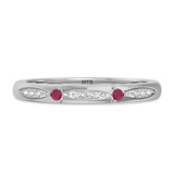 Photo of Mawar 1/10 CT. T.W. Ruby and Diamond Ladies Wedding Band 14K White Gold [BT2075WL]