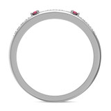 Photo of Mawar 1/10 CT. T.W. Ruby and Diamond Ladies Wedding Band 14K White Gold [BT2075WL]