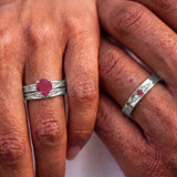 Photo of Irit 7/8 Carat T.W. Ruby and Diamond Trio Matching Wedding Ring Set 10K White Gold [BT2078W-C000]