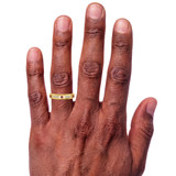 Photo of Mawar 1 1/7 CT. T.W. Ruby and Diamond Trio Matching Wedding Ring Set 14K Yellow Gold [BT2075YM] [HT-3]