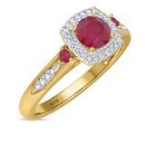 Photo of Mawar 1 1/7 CT. T.W. Ruby and Diamond Trio Matching Wedding Ring Set 14K Yellow Gold [BT2075YE-C000]