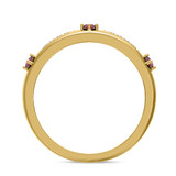 Photo of Mawar 1 1/7 CT. T.W. Ruby and Diamond Trio Matching Wedding Ring Set 14K Yellow Gold [BT2075YM]
