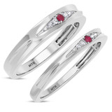 Photo of Irit 1/8 Carat T.W. Ruby and Diamond Matching Wedding Band Set 10K White Gold [WB2078W]