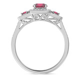 Photo of Diantha 1 1/4 CT. T.W. Ruby and Diamond Trio Matching Wedding Ring Set 10K White Gold [BT2079WE-C000]
