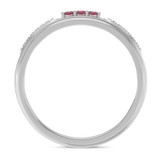Photo of Diantha 1 1/4 CT. T.W. Ruby and Diamond Trio Matching Wedding Ring Set 10K White Gold [BT2079WM]