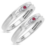 Photo of Irit 1/15 CT. T.W. Ruby and Diamond Matching Wedding Band Set 10K White Gold [WM2078W]