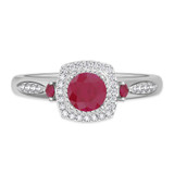 Photo of Mawar 1 Carat T.W. Ruby and Diamond Matching Bridal Ring Set 14K White Gold [BT2075WE-C000]
