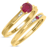 Photo of Irit 7/8 Carat T.W. Ruby and Diamond Matching Bridal Ring Set 10K Yellow Gold [BR2078Y-C000]