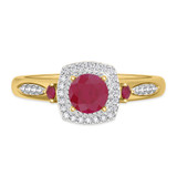 Photo of Mawar 1 1/7 CT. T.W. Ruby and Diamond Trio Matching Wedding Ring Set 10K Yellow Gold [BT2075YE-C000]
