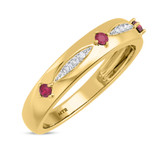 Photo of Mawar 1 1/7 CT. T.W. Ruby and Diamond Trio Matching Wedding Ring Set 10K Yellow Gold [BT2075YM]