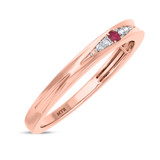 Photo of Irit 7/8 CT. T.W. Ruby and Diamond Trio Matching Wedding Ring Set 14K Rose Gold [BT2078RL]