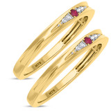 Photo of Irit 1/10 CT. T.W. Ruby and Diamond Same Sex Ladies Band Set 10K Yellow Gold [WL2078Y]