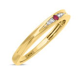 Photo of Irit 1/10 CT. T.W. Ruby and Diamond Same Sex Ladies Band Set 10K Yellow Gold [BT2078YL]