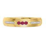 Photo of Diantha 1 1/4 Carat T.W. Ruby and Diamond Trio Matching Wedding Ring Set 10K Yellow Gold [BT2079YM]