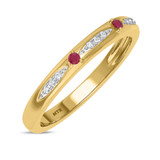 Photo of Mawar 1 CT. T.W. Ruby and Diamond Matching Bridal Ring Set 14K Yellow Gold [BT2075YL]