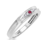 Photo of Irit 1/15 Carat T.W. Ruby and Diamond Mens Wedding Band 10K White Gold [BT2078WM]