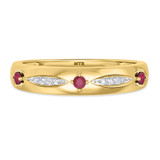 Photo of Mawar 1/5 CT. T.W. Ruby and Diamond Mens Wedding Band 14K Yellow Gold [BT2075YM]
