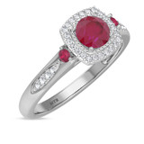 Photo of Mawar 1 1/7 CT. T.W. Ruby and Diamond Trio Matching Wedding Ring Set 14K White Gold [BT2075WE-C000]