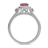 Photo of Mawar 1 1/7 CT. T.W. Ruby and Diamond Trio Matching Wedding Ring Set 14K White Gold [BT2075WE-C000]