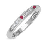 Photo of Mawar 1 1/7 CT. T.W. Ruby and Diamond Trio Matching Wedding Ring Set 14K White Gold [BT2075WL]