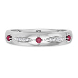 Photo of Mawar 1 1/7 CT. T.W. Ruby and Diamond Trio Matching Wedding Ring Set 14K White Gold [BT2075WM]