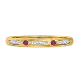 Photo of Mawar 1/5 Carat T.W. Ruby and Diamond Same Sex Ladies Band Set 14K Yellow Gold [BT2075YL]
