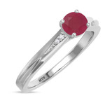 Photo of Irit 7/8 CT. T.W. Ruby and Diamond Trio Matching Wedding Ring Set 14K White Gold [BT2078WE-C000]