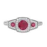 Photo of Diantha 1 1/4 Carat T.W. Ruby and Diamond Trio Matching Wedding Ring Set 14K White Gold [BT2079WE-C000]