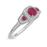 Photo of Diantha 1 1/4 Carat T.W. Ruby and Diamond Trio Matching Wedding Ring Set 14K White Gold [BT2079WE-C000]