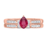 Photo of Hana 2/3 Carat T.W. Ruby and Diamond Matching Bridal Ring Set 14K Rose Gold [BR2073R-C000]
